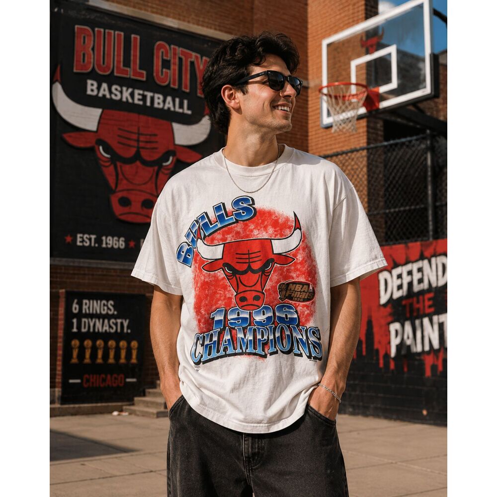 Vintage 1996 Chicago Bulls NBA Champions T Shirt Accord XL White 90s